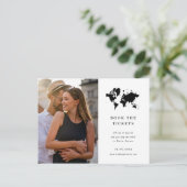 Minimalistische bruiloft foto van bestemming spare briefkaart (Staand voorkant)