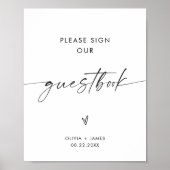 Minimalistische bruiloft gastenboek teken, gastenb poster (Voorkant)