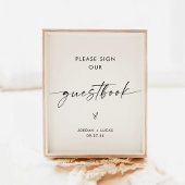 Minimalistische bruiloft gastenboek teken, moderne poster