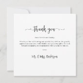 Minimalistische bruiloft gepersonaliseerde eenvoud bedankkaart (Achterkant)