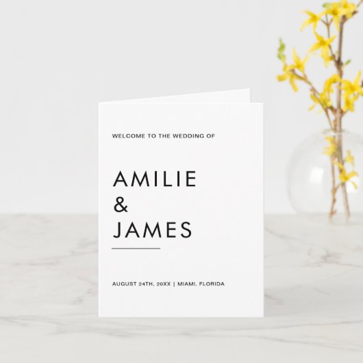 Minimalistische bruiloft gevouwen programma tijdli (Gele Bloem)