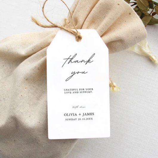 Minimalistische bruiloft gunst Label Sjabloon, Cadeaulabel