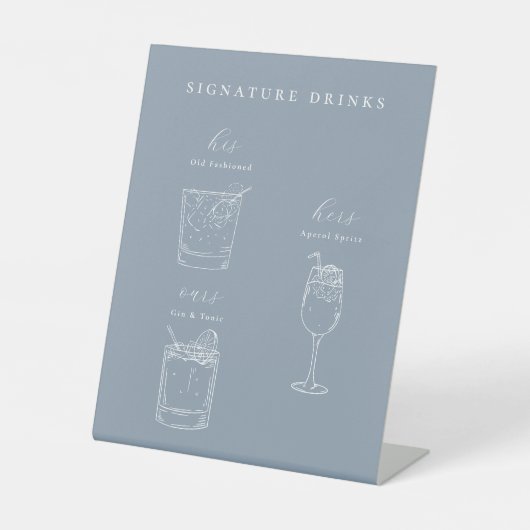 Minimalistische bruiloft handtekening Drinken Reclamebord Met Voetstuk (Voorkant)