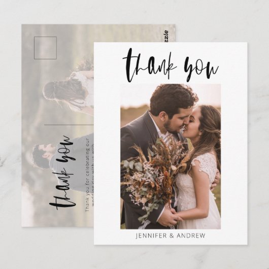 Minimalistische bruiloft Hartelijk dank Briefkaart (Voorkant / Achterkant)