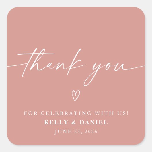 Minimalistische bruiloft Hartelijk dank Vierkante Sticker (Voorkant)