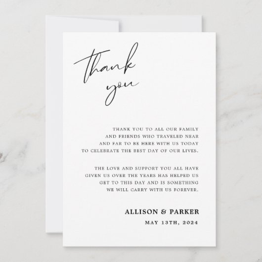 Minimalistische bruiloft Hartelijk dank voor uw ka Bedankkaart (Voorkant)