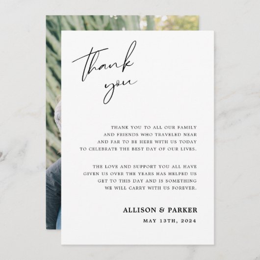 Minimalistische bruiloft Hartelijk dank voor uw ka Bedankkaart (Voorkant / Achterkant)