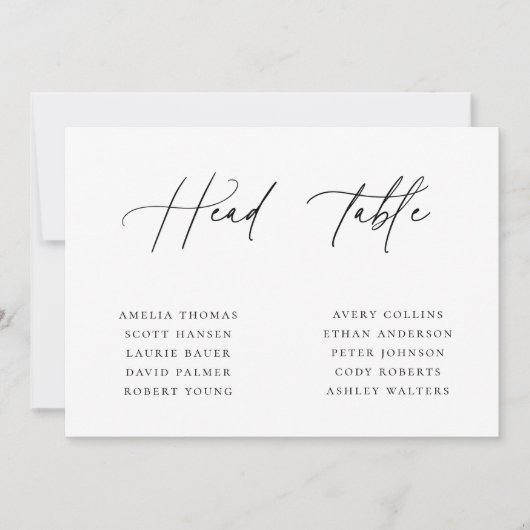 Minimalistische Bruiloft Hoofd Tafel Zitplaatsen K Kaart (Voorkant)