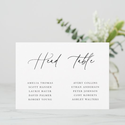 Minimalistische Bruiloft Hoofd Tafel Zitplaatsen K Kaart (Staand voorkant)