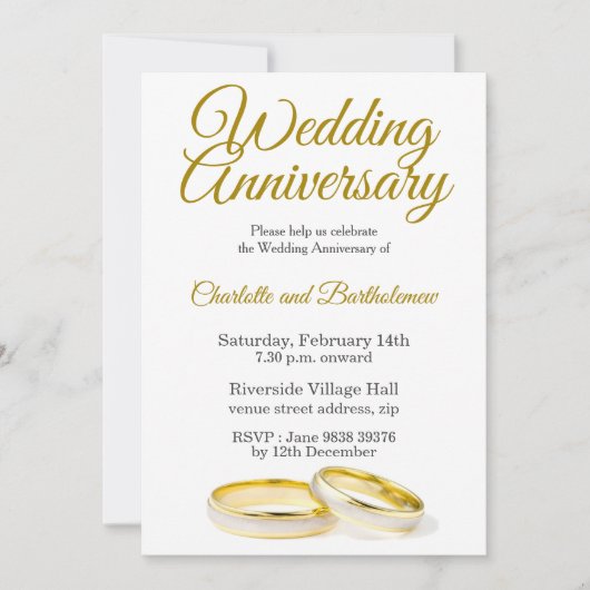 Minimalistische bruiloft Jubileum uitnodiging (Voorkant)