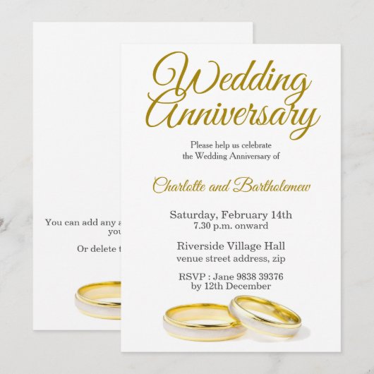 Minimalistische bruiloft Jubileum uitnodiging (Voorkant / Achterkant)
