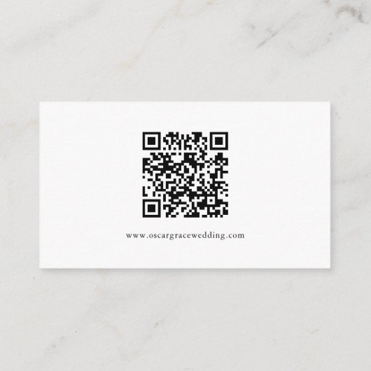 Minimalistische bruiloft kalligrafie QR Code Detai Informatiekaartje (Achterkant)