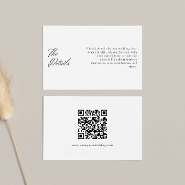 Minimalistische bruiloft kalligrafie QR Code Detai Informatiekaartje