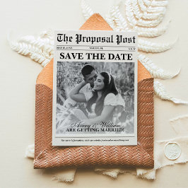 minimalistische bruiloft krant foto save the date