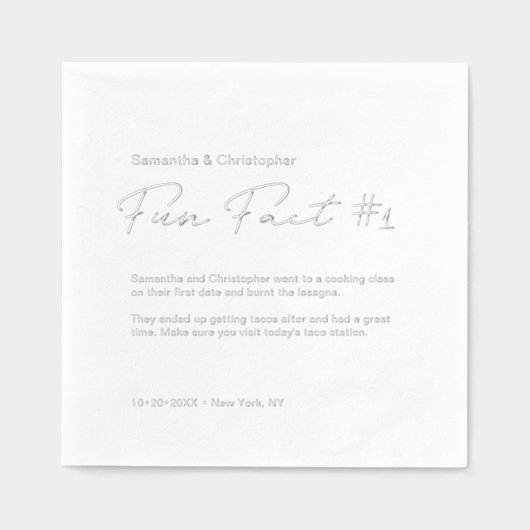 Minimalistische bruiloft leuk feit Custom Silver Folie Servetten (Voorkant)