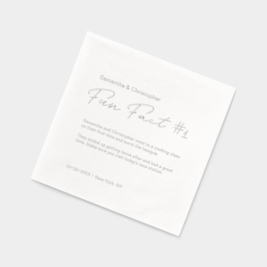 Minimalistische bruiloft leuk feit Custom Silver Folie Servetten (Links)