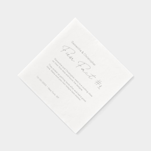 Minimalistische bruiloft leuk feit Custom Silver Folie Servetten (Rechts)