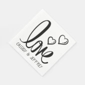 Minimalistische bruiloft liefde hart zwart wit bru servet (Hoek)