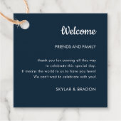 Minimalistische bruiloft marine blauw welkomstgesc bedankjes labels (Voorkant)