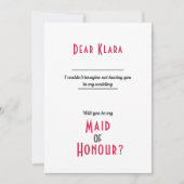 Minimalistische bruiloft meid van eer uitnodiging (Voorkant)
