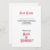 Minimalistische bruiloft meid van eer uitnodiging (Voorkant / Achterkant)