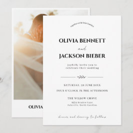 Minimalistische bruiloft met elegante moderne typo kaart