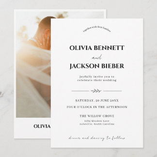 Minimalistische bruiloft met elegante moderne typo kaart