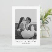 Minimalistische bruiloft met foto bedankkaart (Staand voorkant)