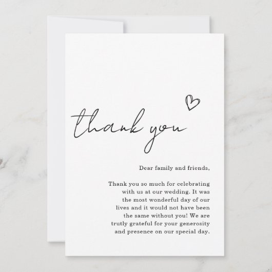 Minimalistische bruiloft met foto bedankkaart (Achterkant)