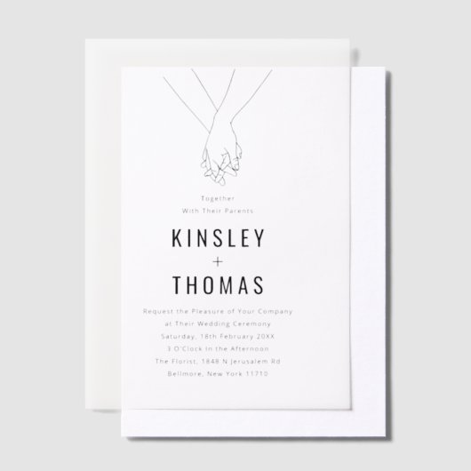 Minimalistische bruiloft met handen vellum uitnodigingen (Offset)