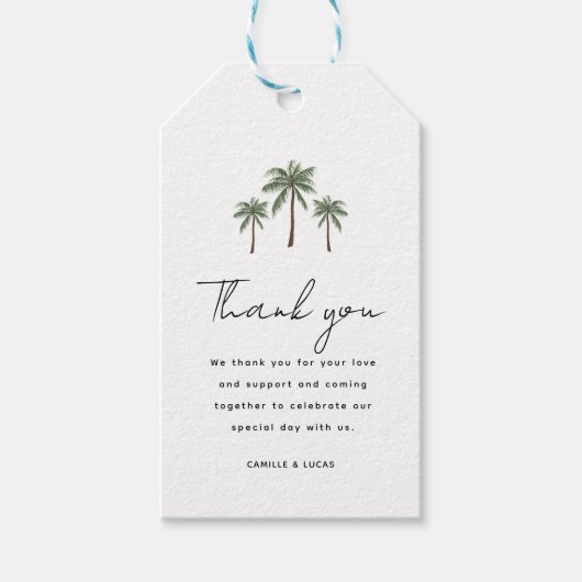 Minimalistische bruiloft met Palm Trees Cadeaulabel (Voorkant)