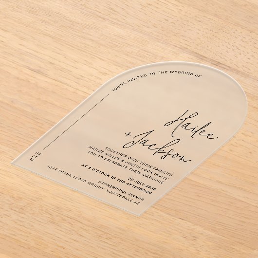 Minimalistische bruiloft Modern eenvoudig luxe ont Acryl Uitnodigingen (Laagn)