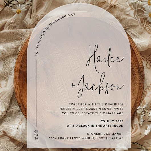 Minimalistische bruiloft Modern eenvoudig luxe ont Acryl Uitnodigingen