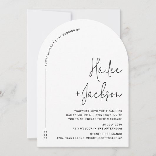 Minimalistische bruiloft moderne stijlvolle eenvou kaart (Voorkant)