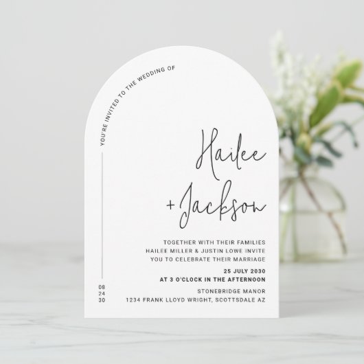 Minimalistische bruiloft moderne stijlvolle eenvou kaart (Staand voorkant)