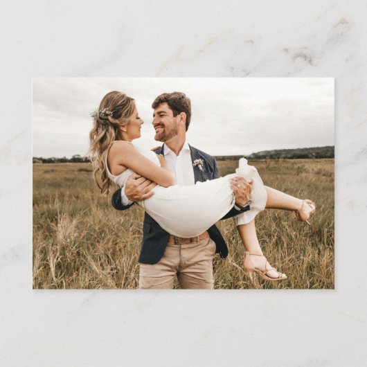 Minimalistische bruiloft moderne stijlvolle foto o informatiekaartje (Achterkant)