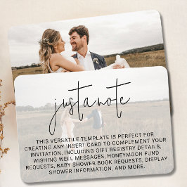 Minimalistische bruiloft moderne stijlvolle foto o informatiekaartje