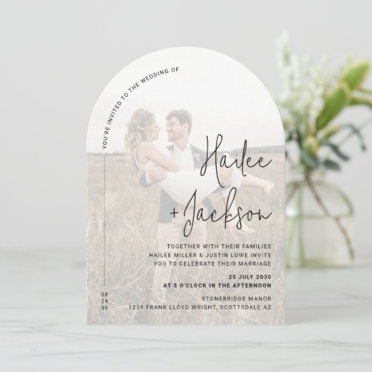 Minimalistische bruiloft moderne stijlvolle foto o kaart (Staand voorkant)