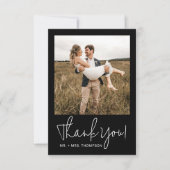 Minimalistische bruiloft moderne stijlvolle script bedankkaart (Voorkant)