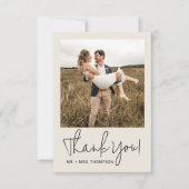 Minimalistische bruiloft moderne stijlvolle script bedankkaart (Voorkant)