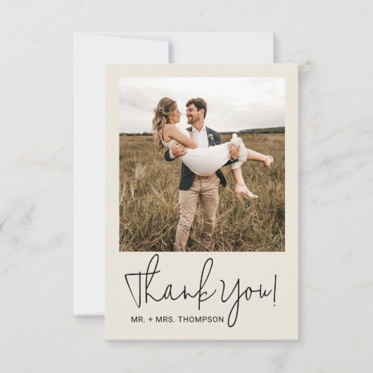 Minimalistische bruiloft moderne stijlvolle script bedankkaart (Voorkant)
