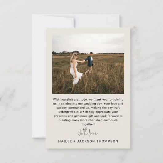 Minimalistische bruiloft moderne stijlvolle script bedankkaart (Achterkant)