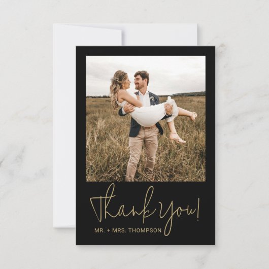 Minimalistische bruiloft moderne stijlvolle script bedankkaart (Voorkant)
