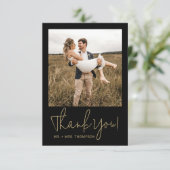 Minimalistische bruiloft moderne stijlvolle script bedankkaart (Staand voorkant)