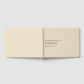 Minimalistische bruiloft monogram crème faux linne gastenboek (Volledig)