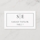 Minimalistische Bruiloft Monogram Kalligrafie Plat Plaatskaartje (Voorkant)