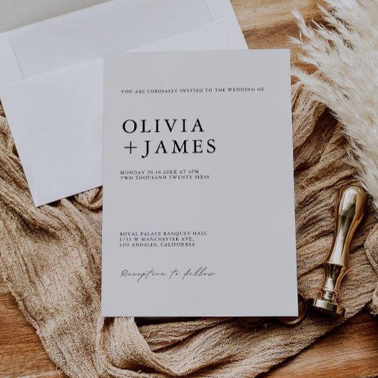 Minimalistische bruiloft nodigt uit tot Sjabloon Kaart