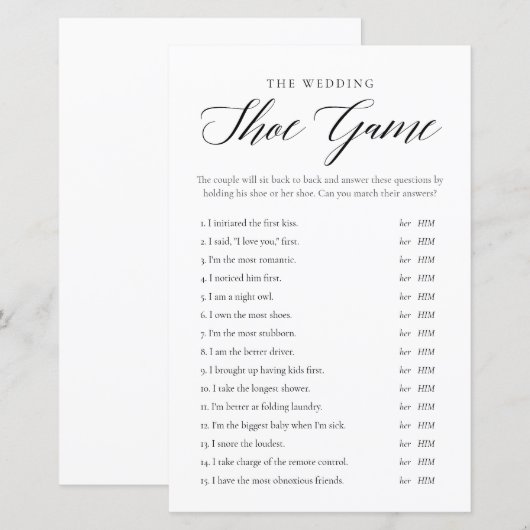 Minimalistische bruiloft of paren douchegame Kaart (Voorkant / Achterkant)