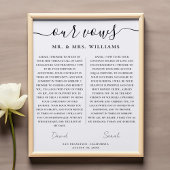 Minimalistische bruiloft Onze geloften met Elegant Poster