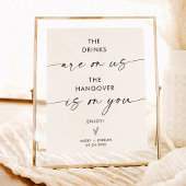 Minimalistische bruiloft Open Bar Sign, Modern Bar Poster